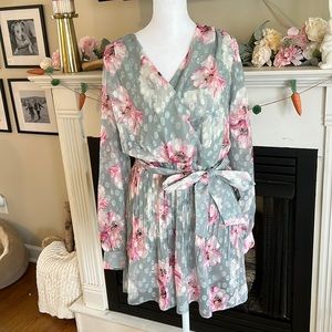 Blue and Pink Floral Dress -Romper